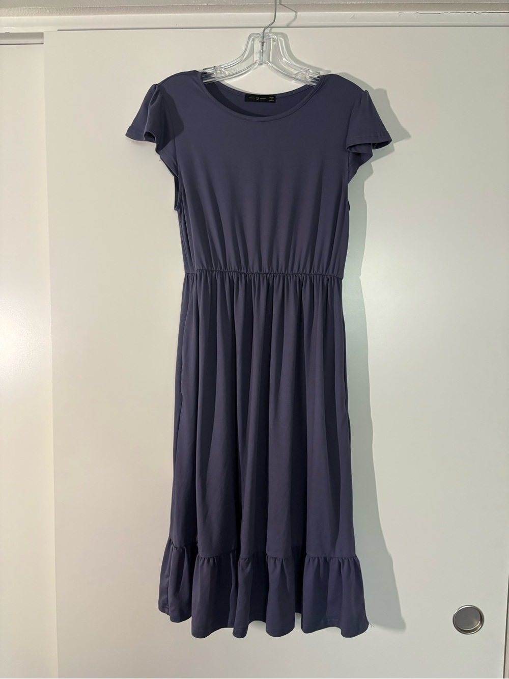 Purple Midi Prairie Dress w/ruffle hem